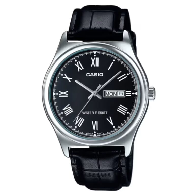 Casio MTP-V006L-1B Roman Black Dial Men’s Leather Watch
