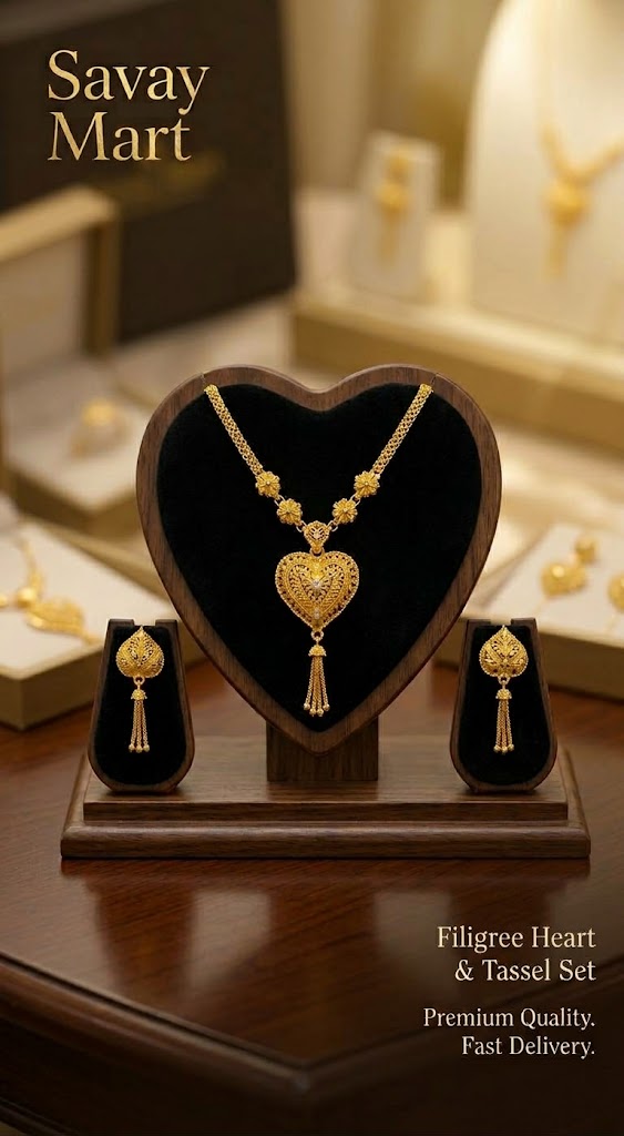 Savay Mart Filigree Heart & Tassel Jewelry Set