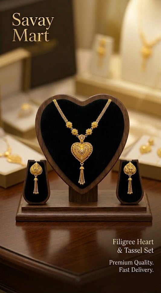 Savay Mart Filigree Heart & Tassel Jewelry Set